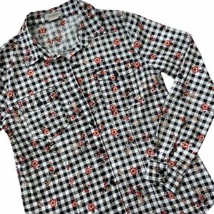 Passport | Checkered Floral Button Down Top